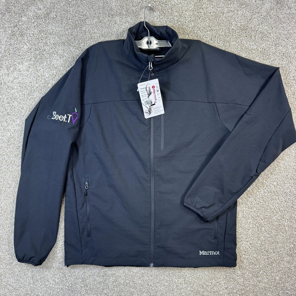 Marmot Mens Tempo Softshell Jacket Black Full Zip Beet.TV Logo L M16076-001 NWT - Picture 1 of 12